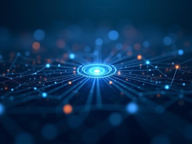 Abstrakte Illustration eines vernetzten Netzwerks, die Automatisierung und KI symbolisiert